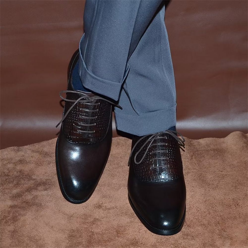 Chaussures Formelles Pour Hommes Habillées À Lacets Charme Contemporain - Café