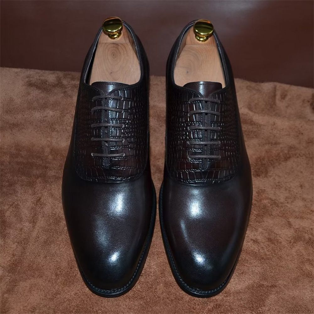 Chaussures Formelles Pour Hommes Habillées À Lacets Charme Contemporain - Café