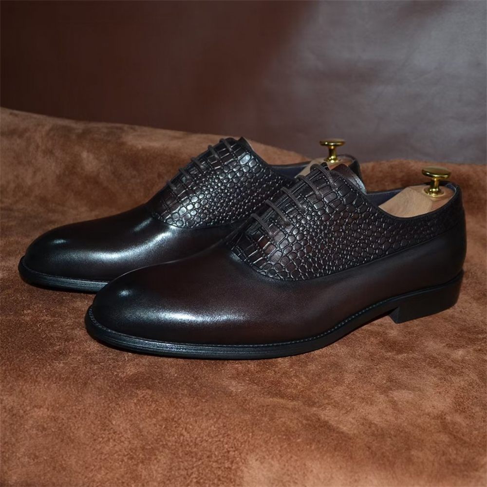 Chaussures Formelles Pour Hommes Habillées À Lacets Charme Contemporain - Café