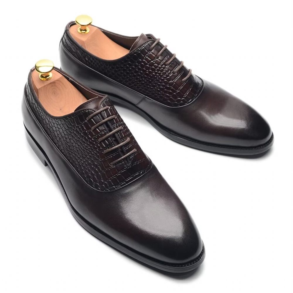 Chaussures Formelles Pour Hommes Habillées À Lacets Charme Contemporain - Café