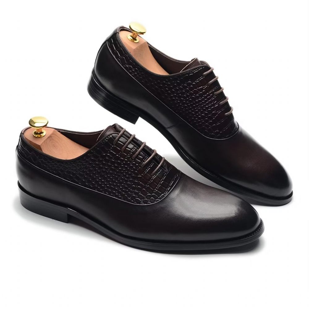 Chaussures Formelles Pour Hommes Habillées À Lacets Charme Contemporain - Café