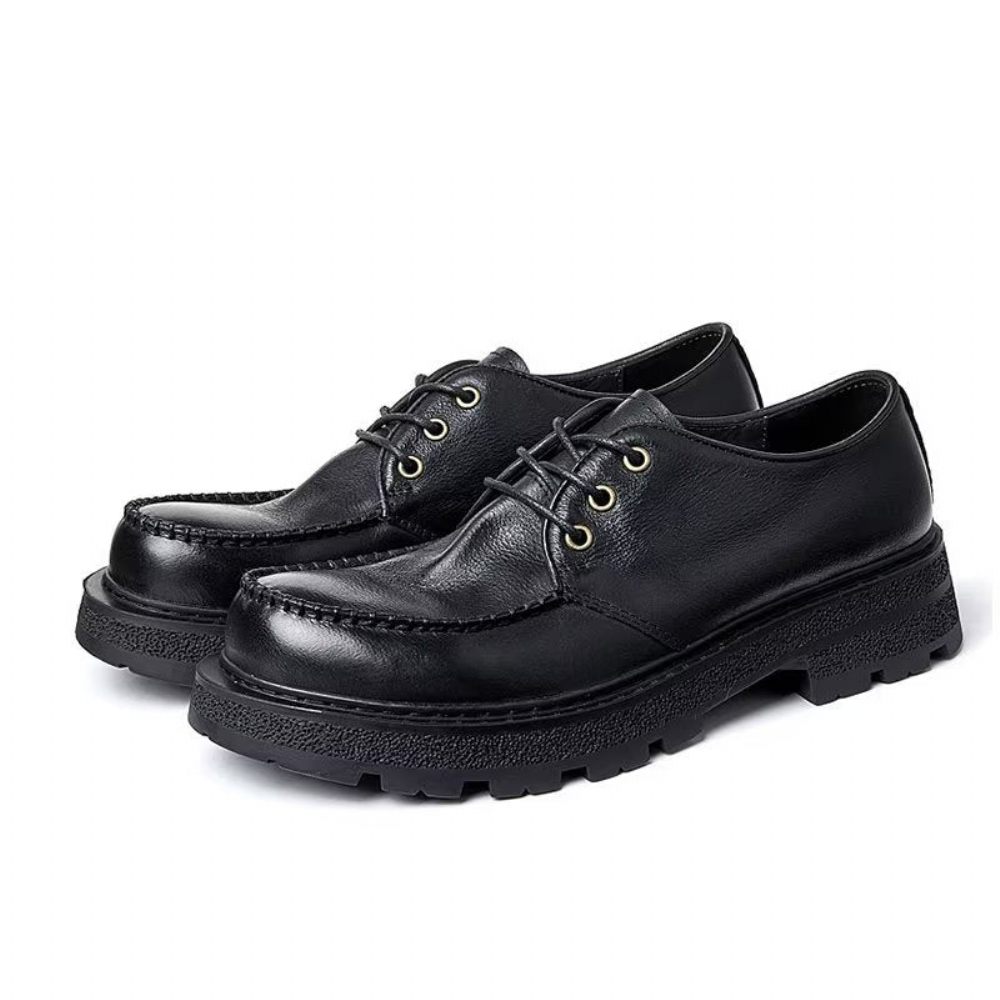 Chaussures Formelles Pour Hommes Habillées À Lacets Chic Leatherlux - Noir