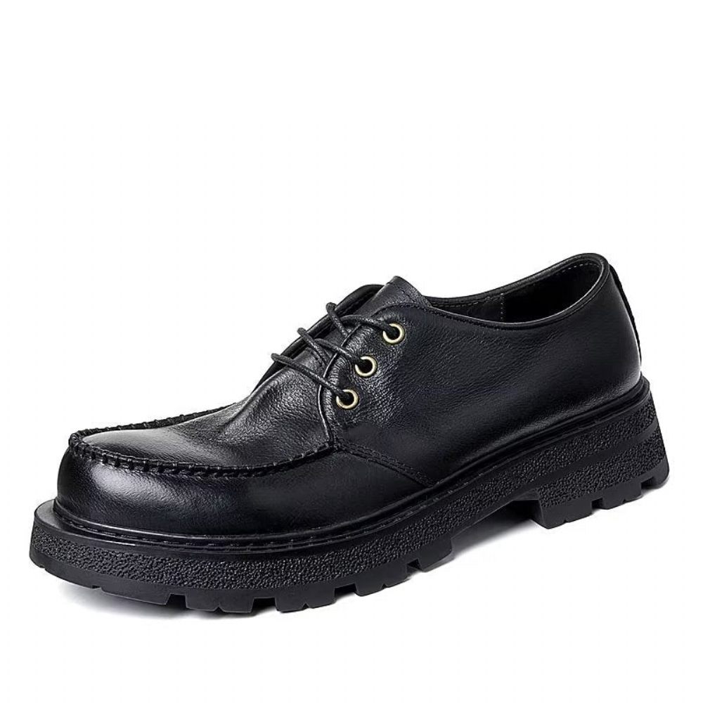 Chaussures Formelles Pour Hommes Habillées À Lacets Chic Leatherlux - Noir