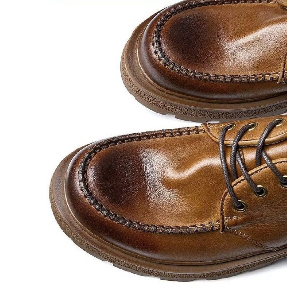 Chaussures Formelles Pour Hommes Habillées À Lacets Chic Leatherlux - Café