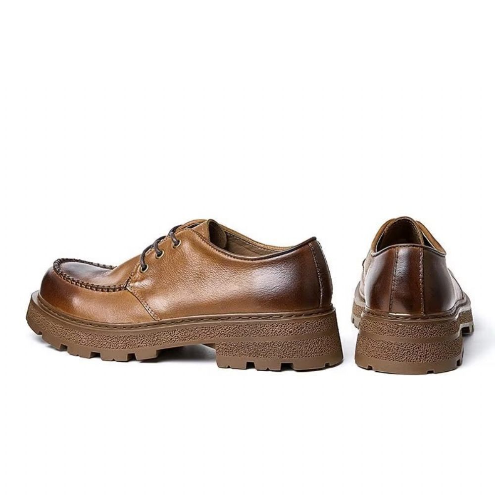 Chaussures Formelles Pour Hommes Habillées À Lacets Chic Leatherlux - Café