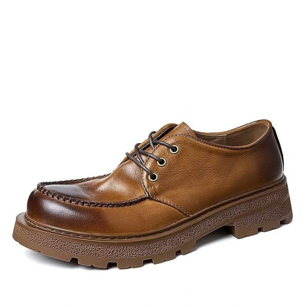 Chaussures Formelles Pour Hommes Habillées À Lacets Chic Leatherlux - Café