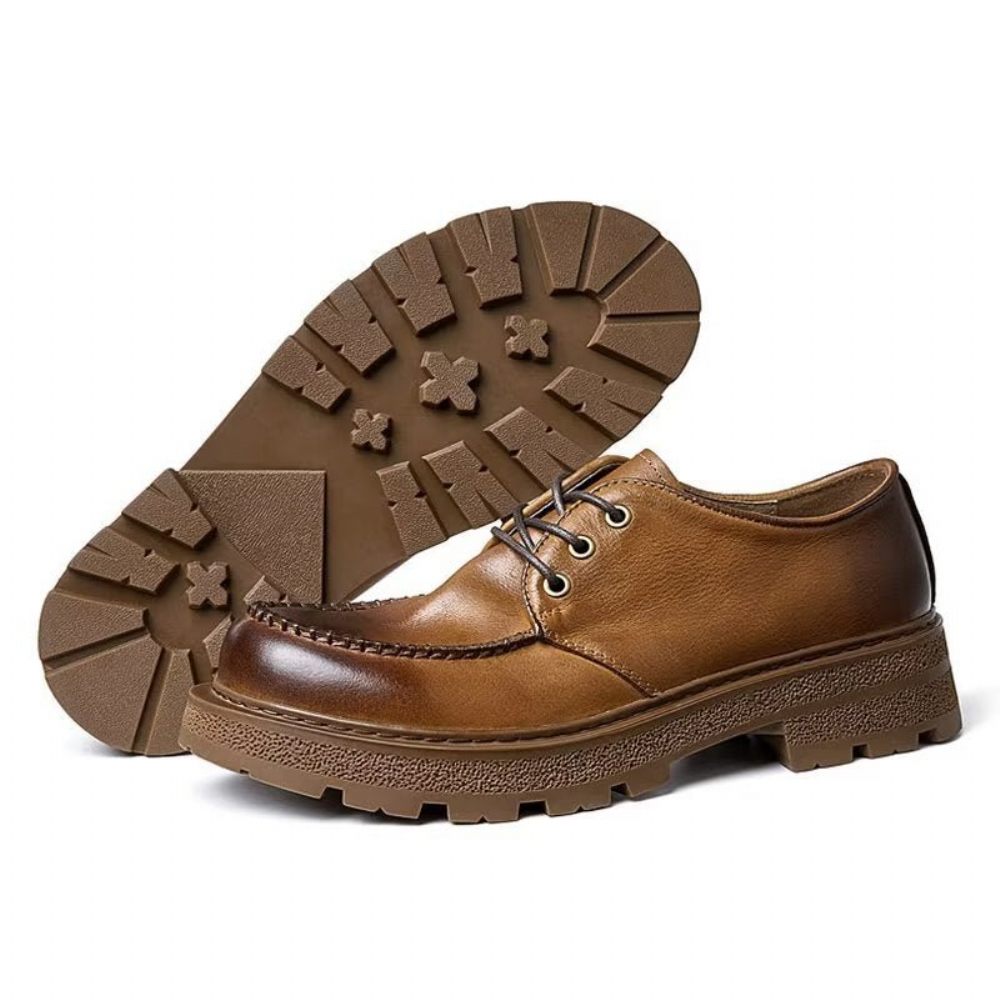 Chaussures Formelles Pour Hommes Habillées À Lacets Chic Leatherlux - Café