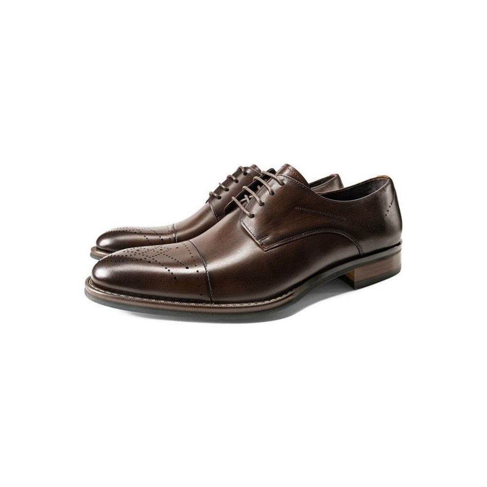 Chaussures Formelles Pour Hommes Habillées À Lacets Cuir - Café