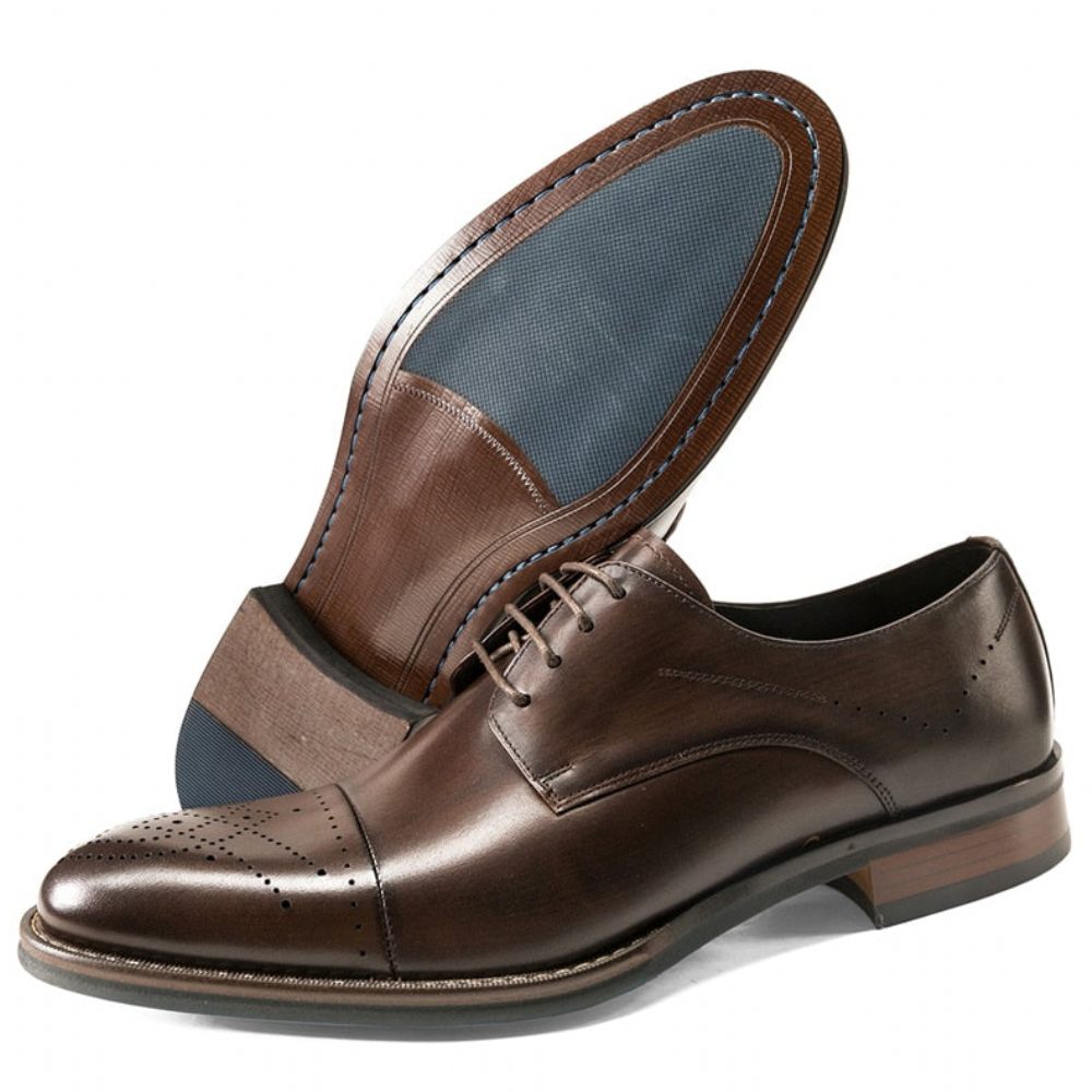 Chaussures Formelles Pour Hommes Habillées À Lacets Cuir - Café