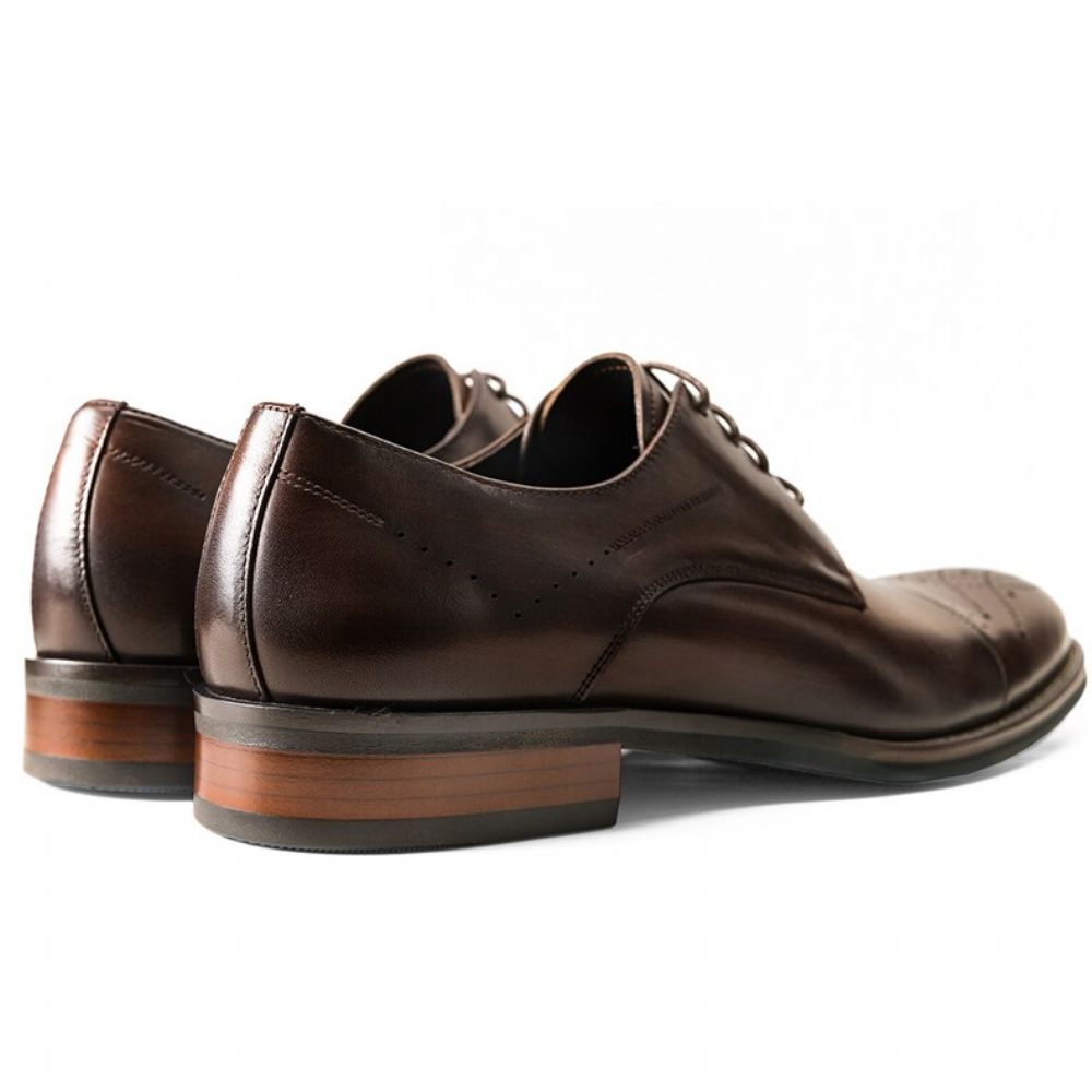 Chaussures Formelles Pour Hommes Habillées À Lacets Cuir - Café