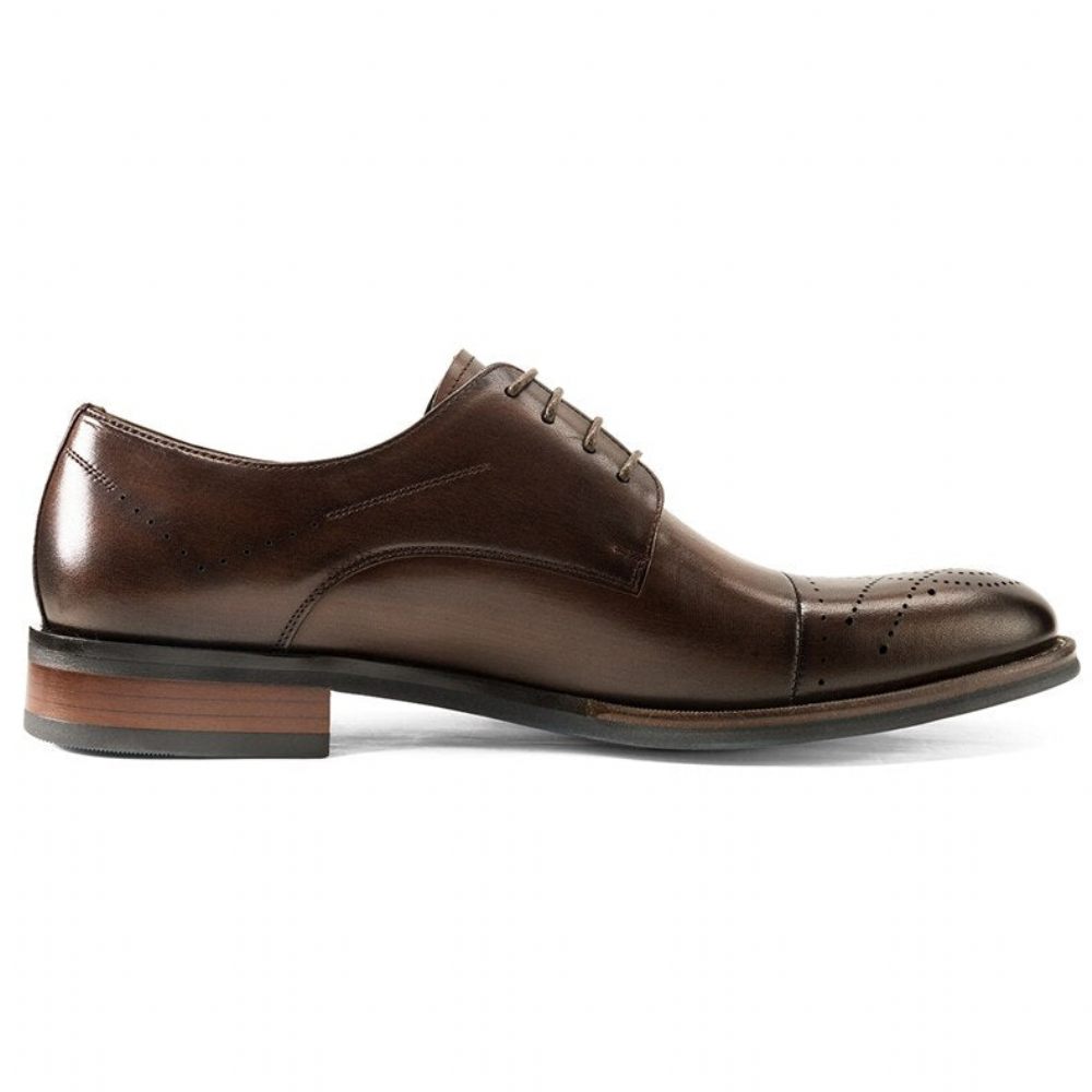 Chaussures Formelles Pour Hommes Habillées À Lacets Cuir - Café