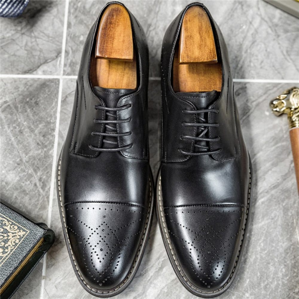 Chaussures Formelles Pour Hommes Habillées À Lacets Cuir - Noir