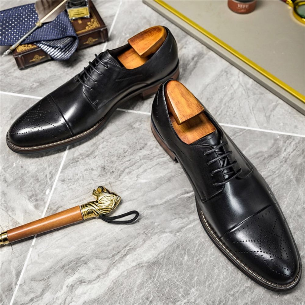 Chaussures Formelles Pour Hommes Habillées À Lacets Cuir - Noir