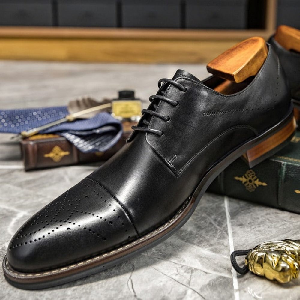 Chaussures Formelles Pour Hommes Habillées À Lacets Cuir - Noir