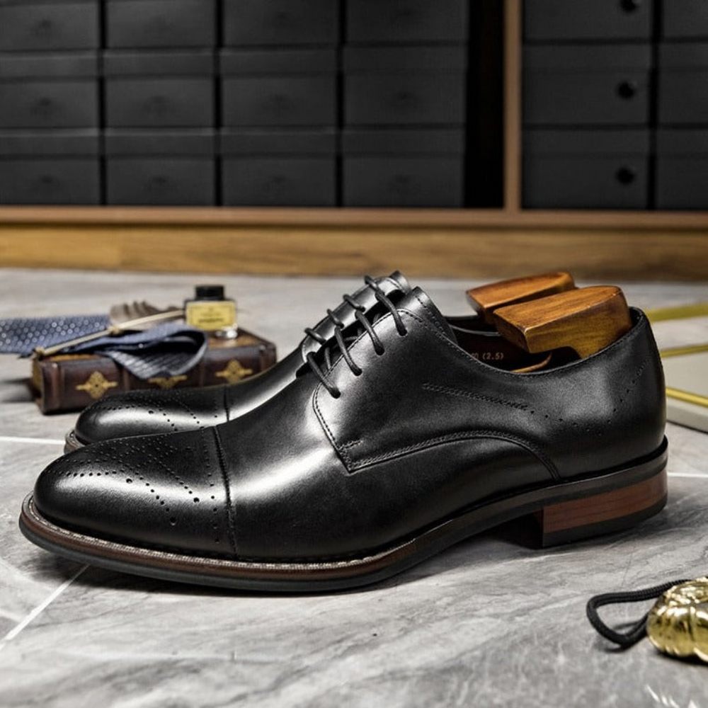 Chaussures Formelles Pour Hommes Habillées À Lacets Cuir - Noir