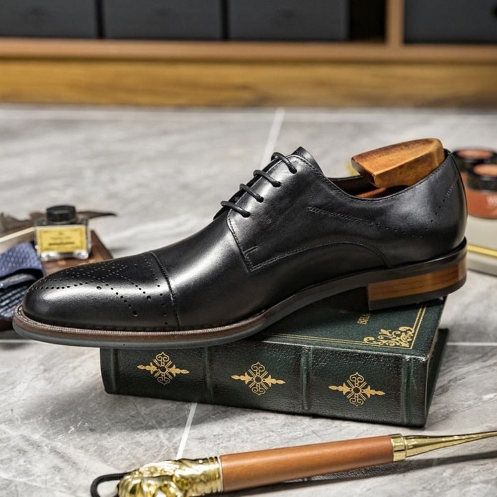 Chaussures Formelles Pour Hommes Habillées À Lacets Cuir - Noir