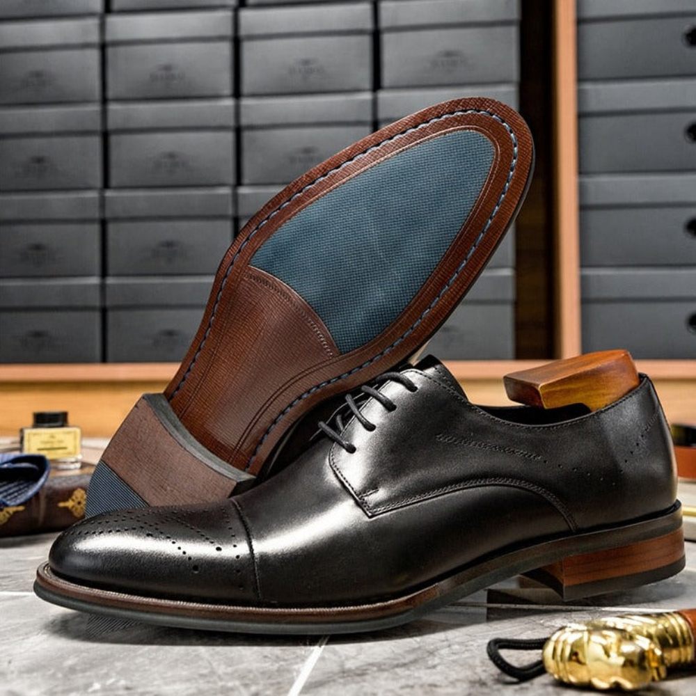 Chaussures Formelles Pour Hommes Habillées À Lacets Cuir - Noir