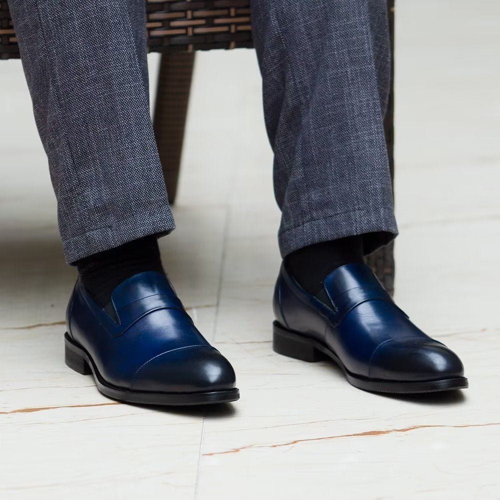 Chaussures Formelles Pour Hommes Habillées À Lacets Cuir - Bleu