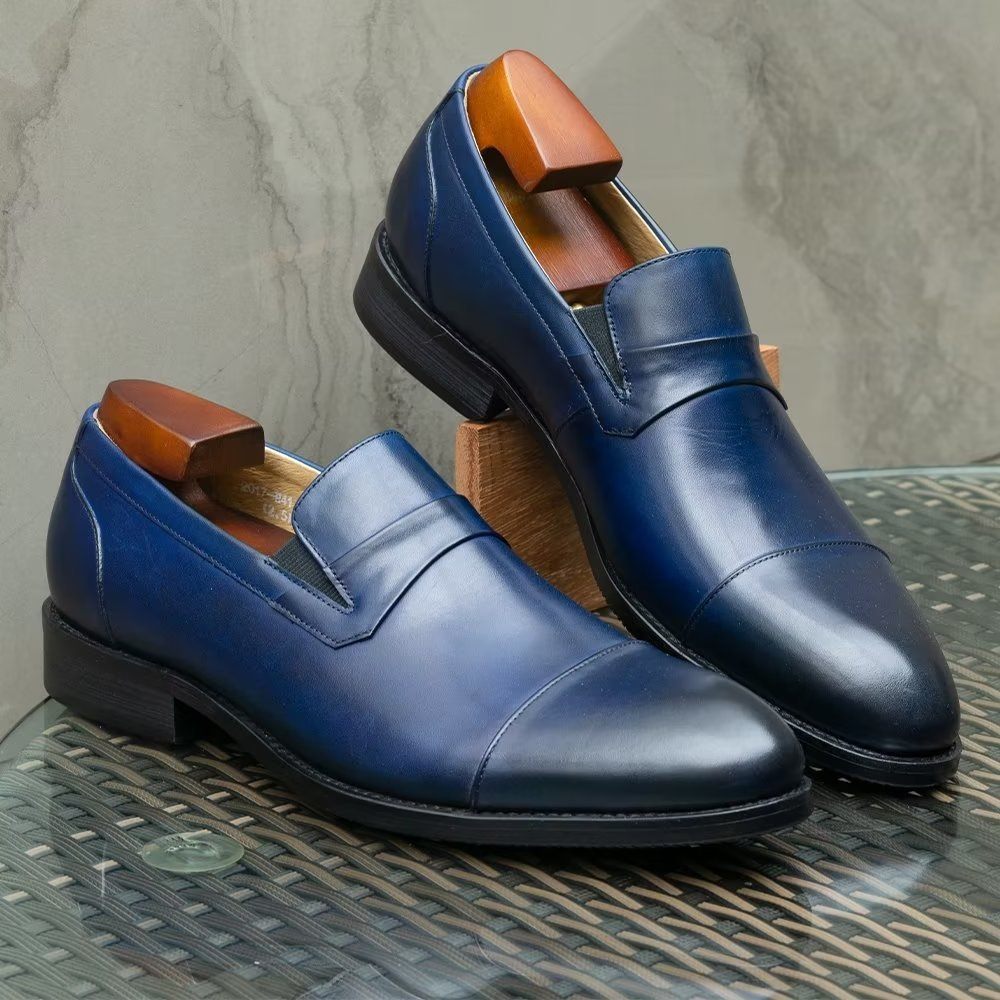 Chaussures Formelles Pour Hommes Habillées À Lacets Cuir - Bleu