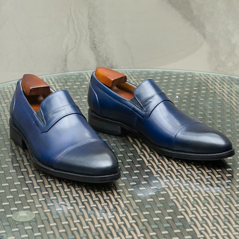 Chaussures Formelles Pour Hommes Habillées À Lacets Cuir - Bleu