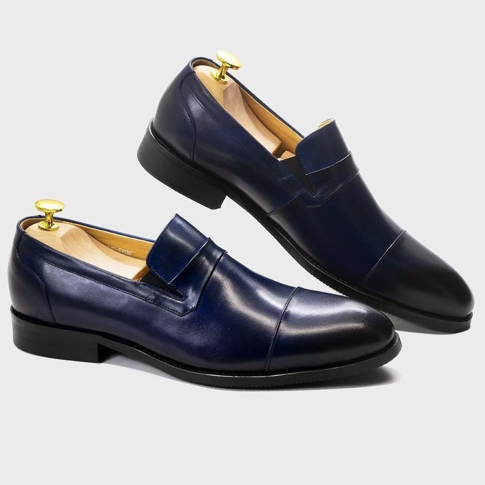 Chaussures Formelles Pour Hommes Habillées À Lacets Cuir - Bleu