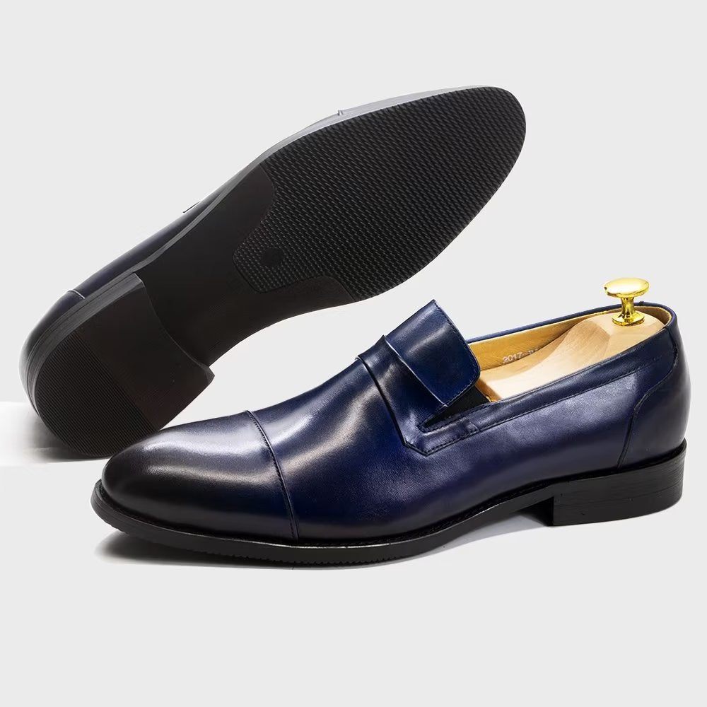 Chaussures Formelles Pour Hommes Habillées À Lacets Cuir - Bleu