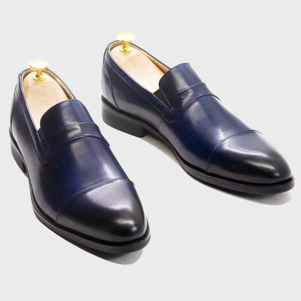 Chaussures Formelles Pour Hommes Habillées À Lacets Cuir - Bleu