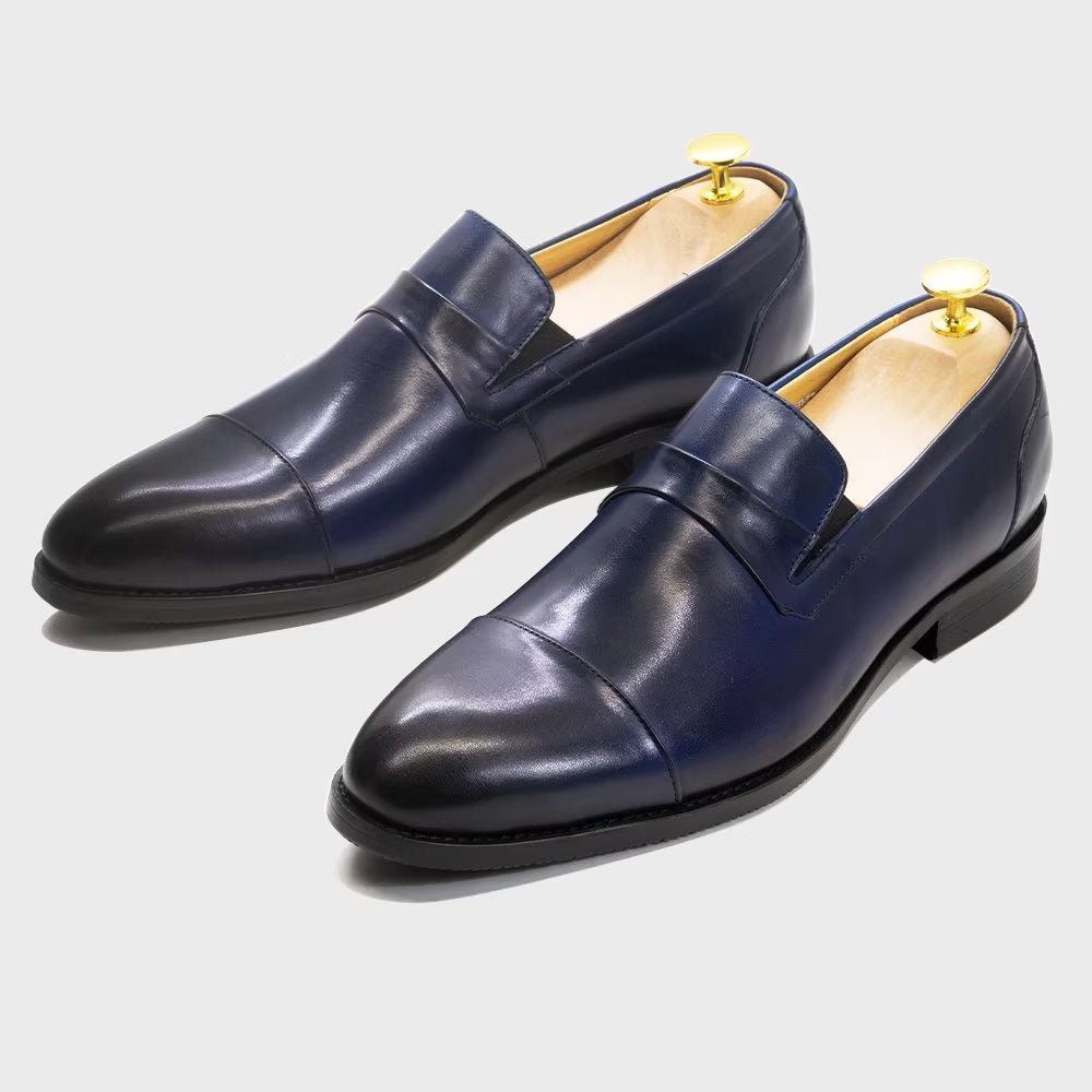 Chaussures Formelles Pour Hommes Habillées À Lacets Cuir - Bleu