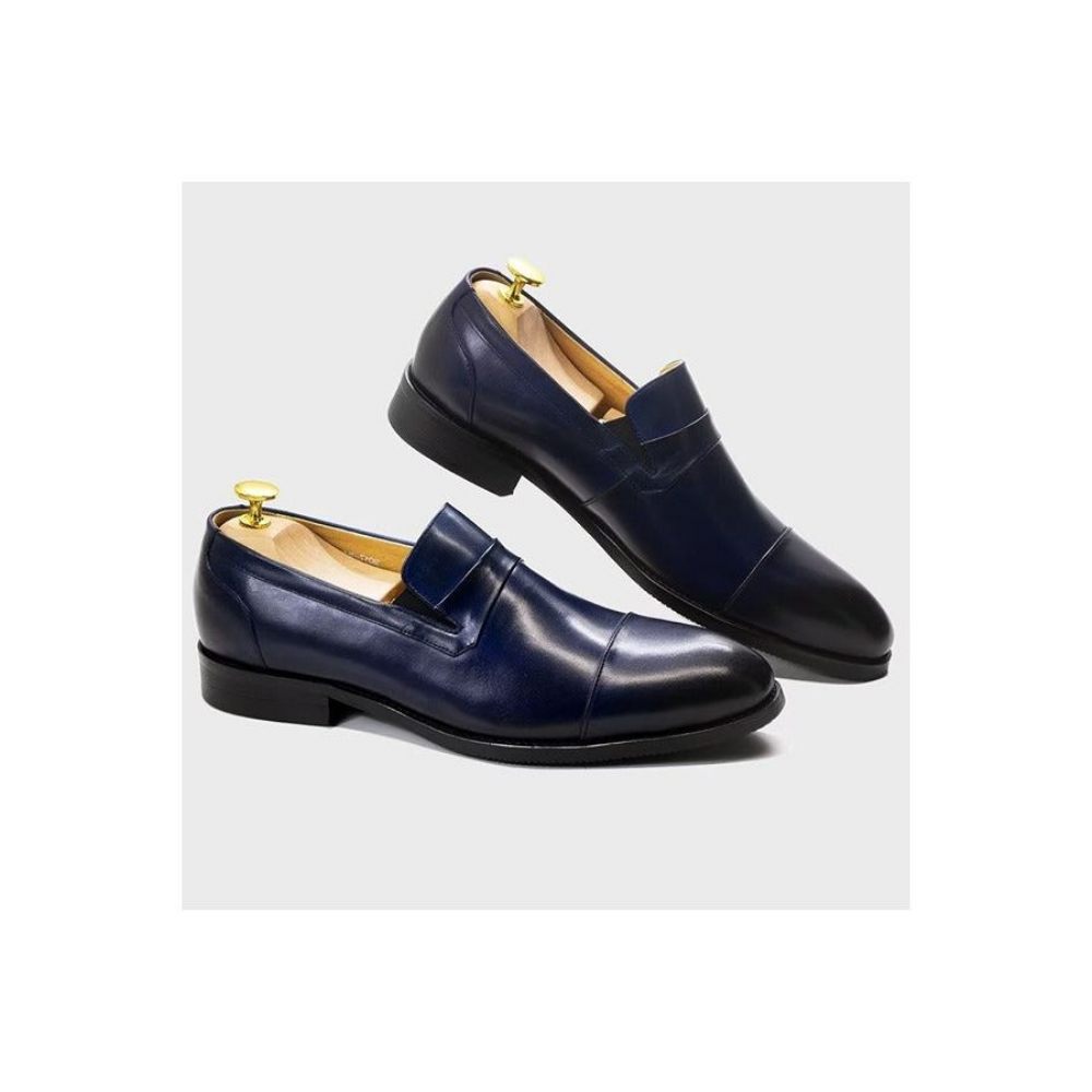 Chaussures Formelles Pour Hommes Habillées À Lacets Cuir - Bleu