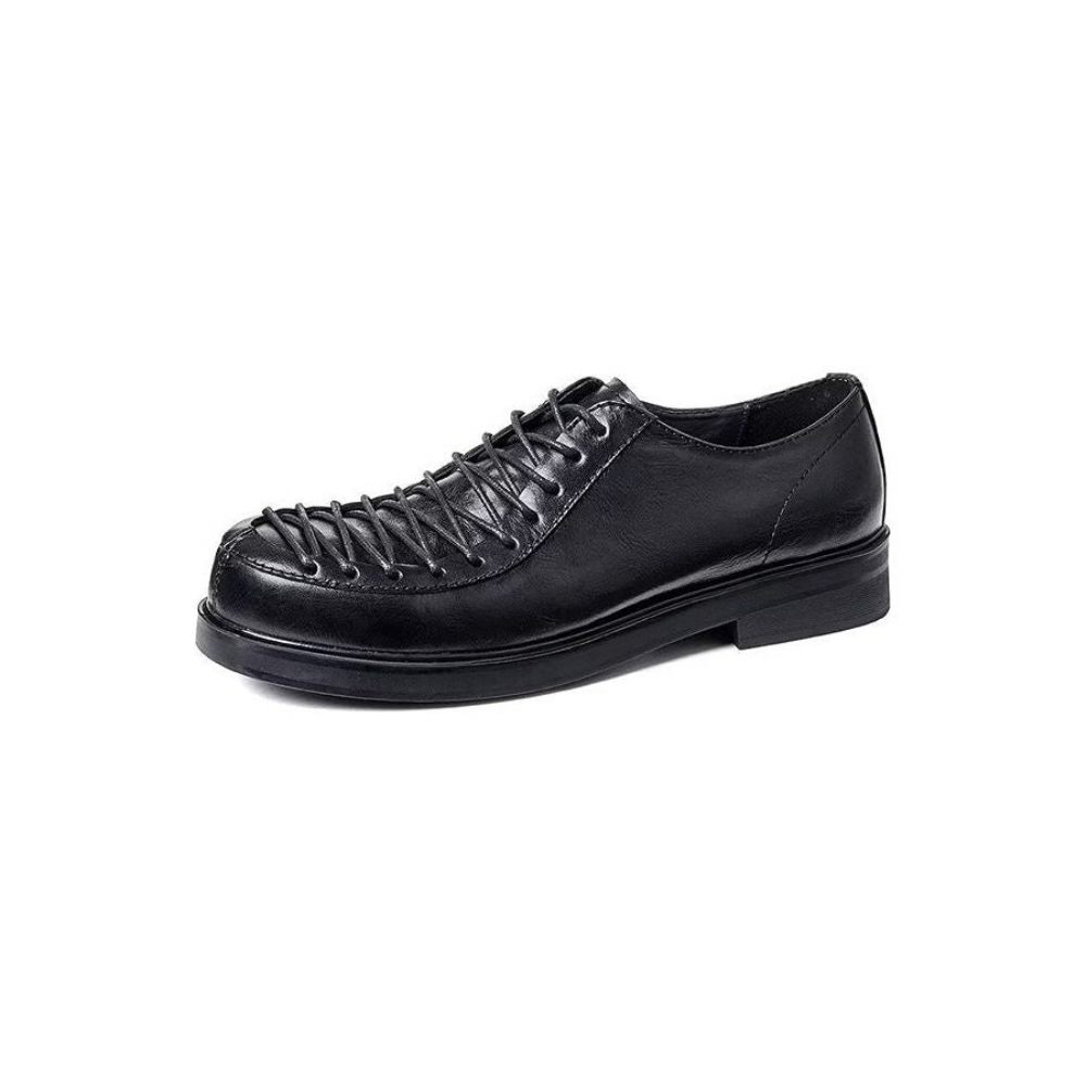 Chaussures Formelles Pour Hommes Habillées À Lacets Cuir Moderne - Noir