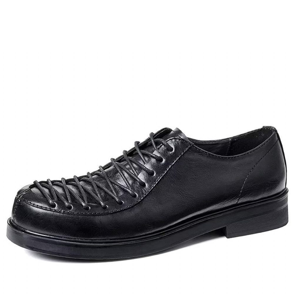 Chaussures Formelles Pour Hommes Habillées À Lacets Cuir Moderne - Noir