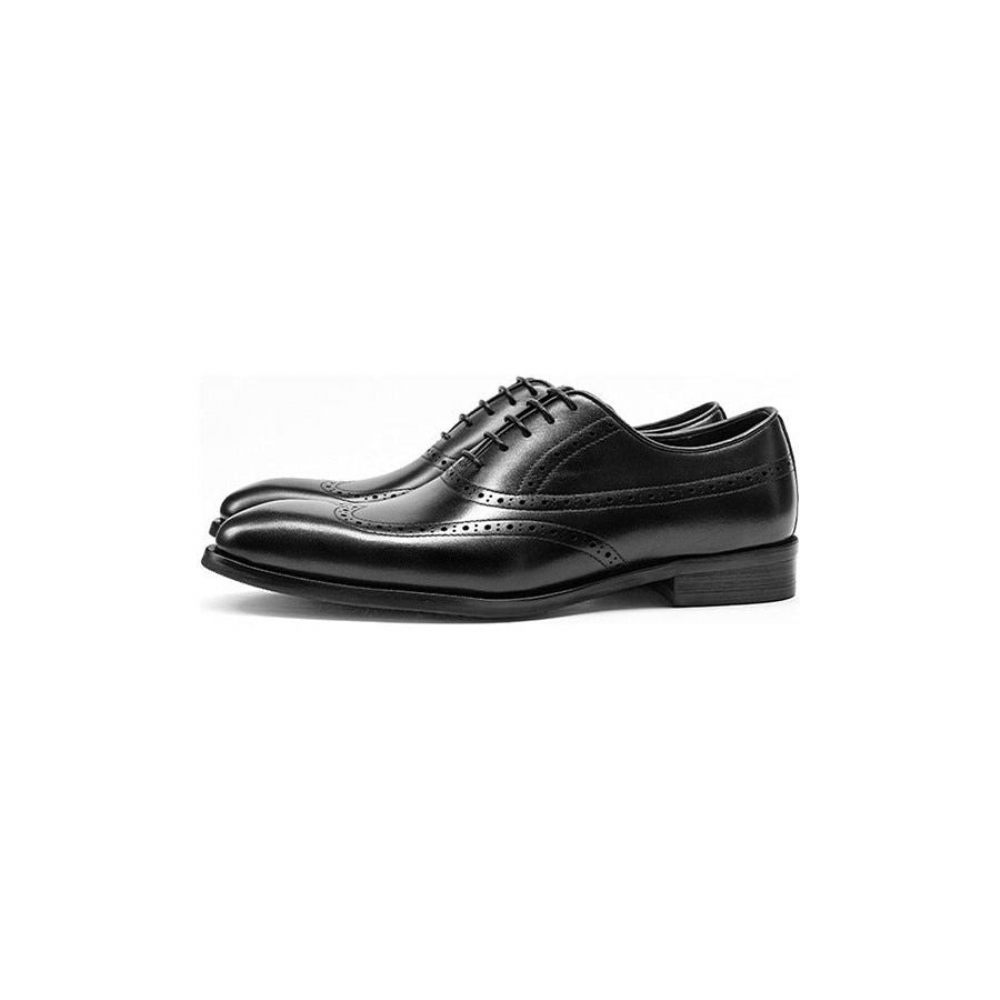 Chaussures Formelles Pour Hommes Habillées À Lacets Cuir Vache Brogue - Noir