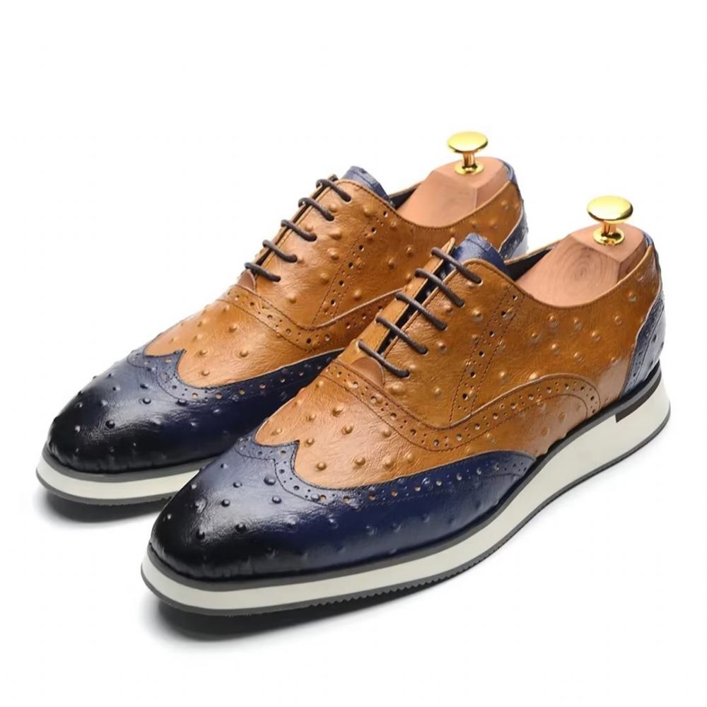 Chaussures Formelles Pour Hommes Habillées À Lacets Cuir Vache Urbane - Brun