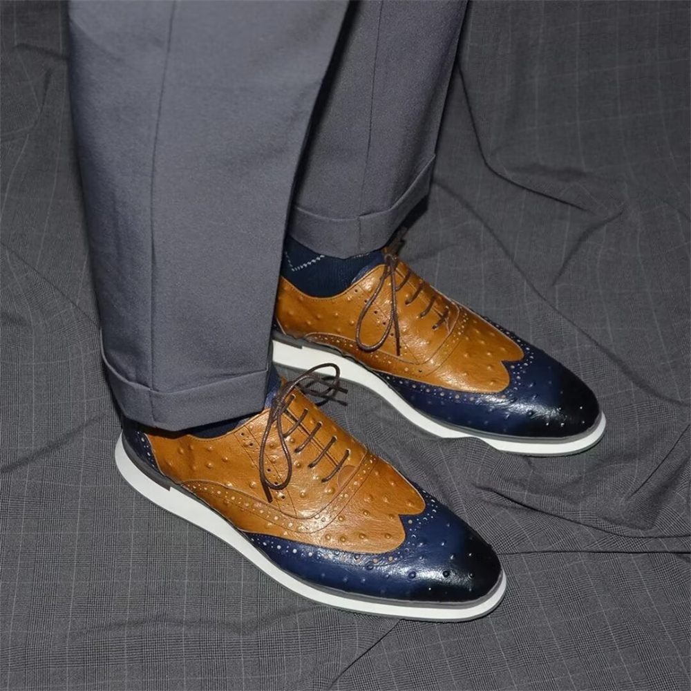 Chaussures Formelles Pour Hommes Habillées À Lacets Cuir Vache Urbane - Brun