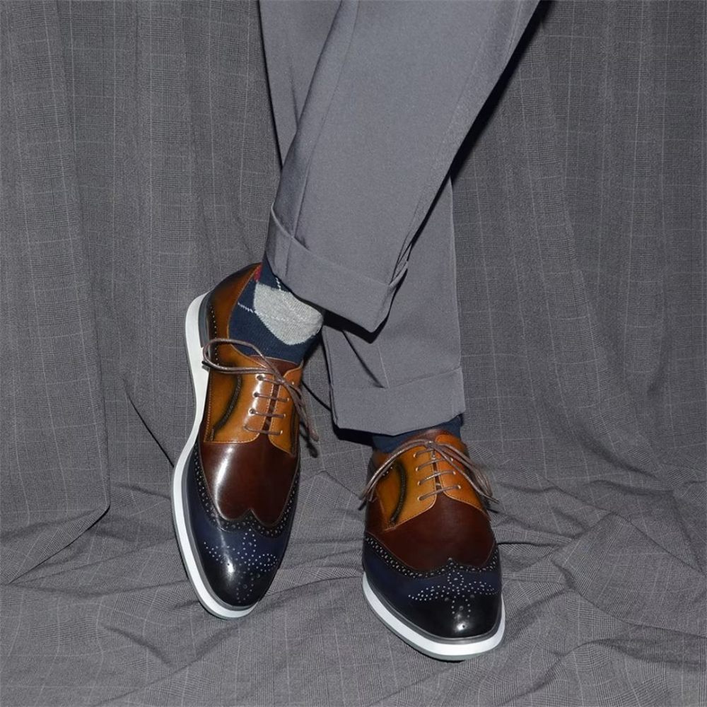 Chaussures Formelles Pour Hommes Habillées À Lacets Modernes - Marron