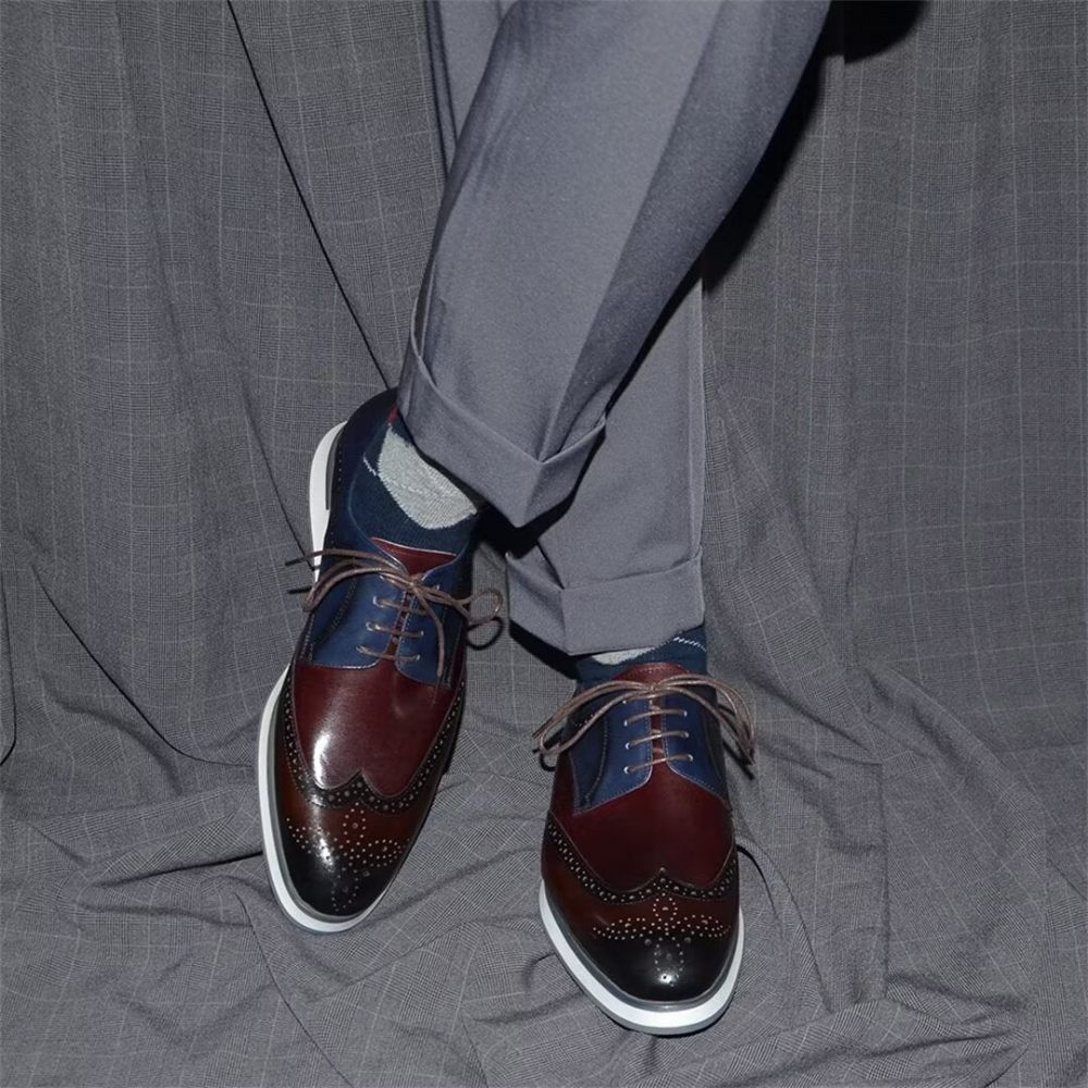 Chaussures Formelles Pour Hommes Habillées À Lacets Modernes - Bleu