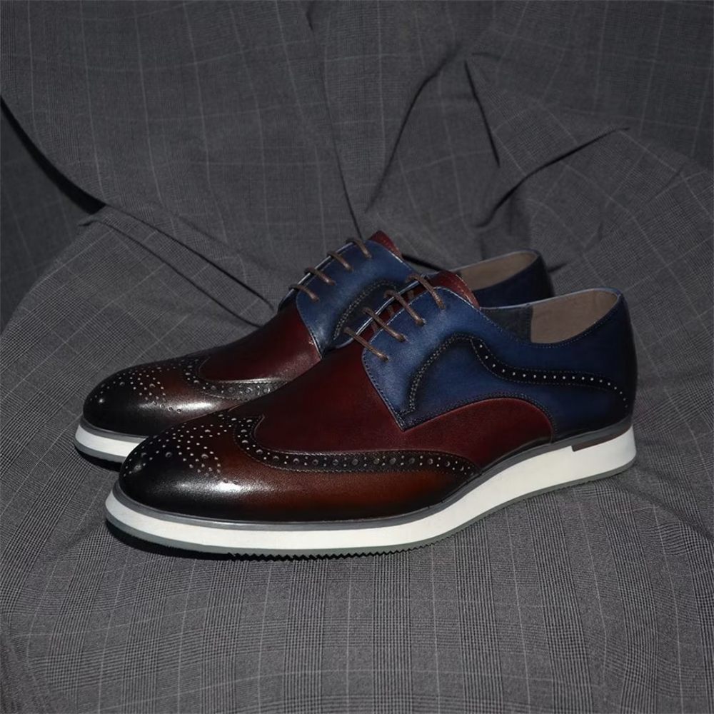 Chaussures Formelles Pour Hommes Habillées À Lacets Modernes - Bleu