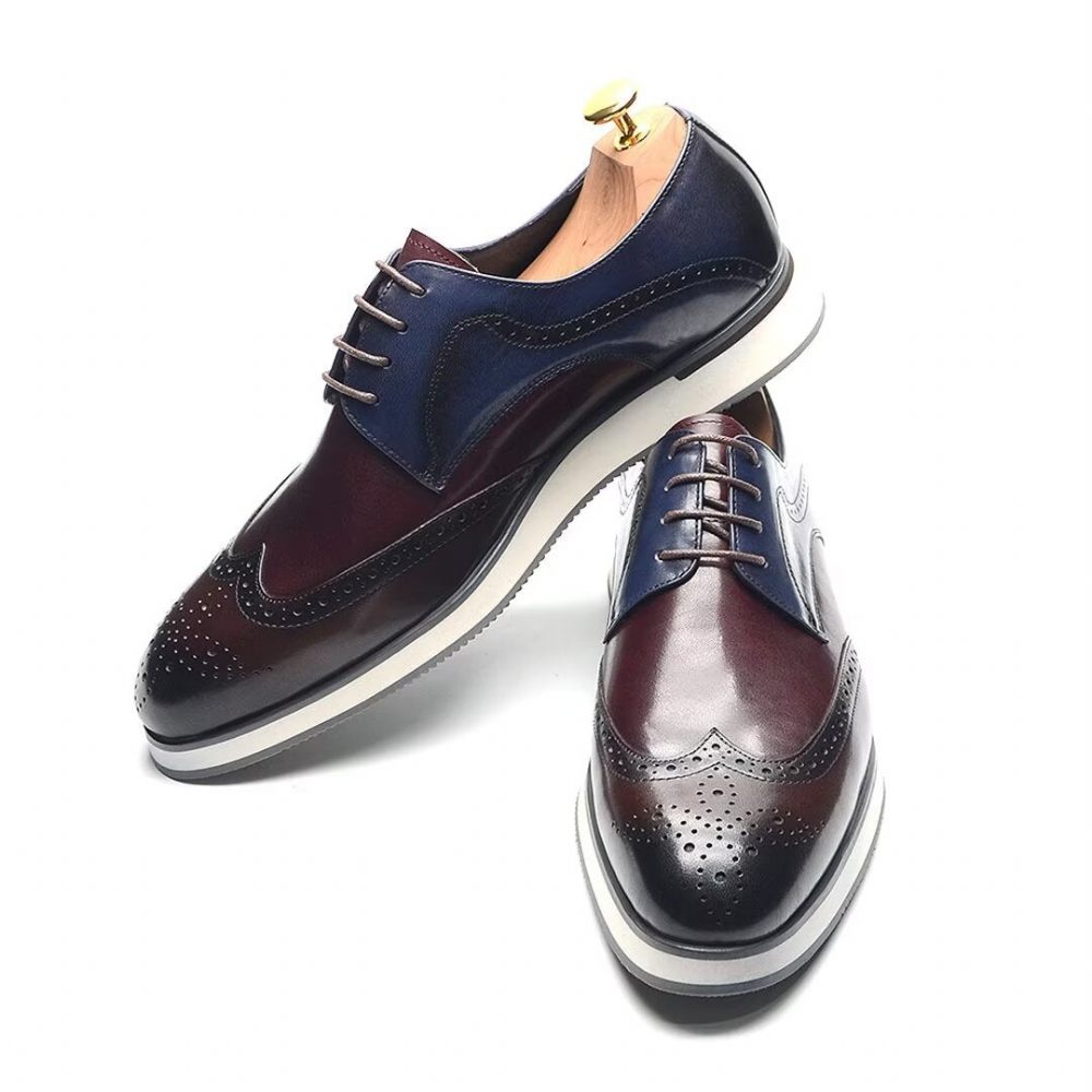 Chaussures Formelles Pour Hommes Habillées À Lacets Modernes - Bleu