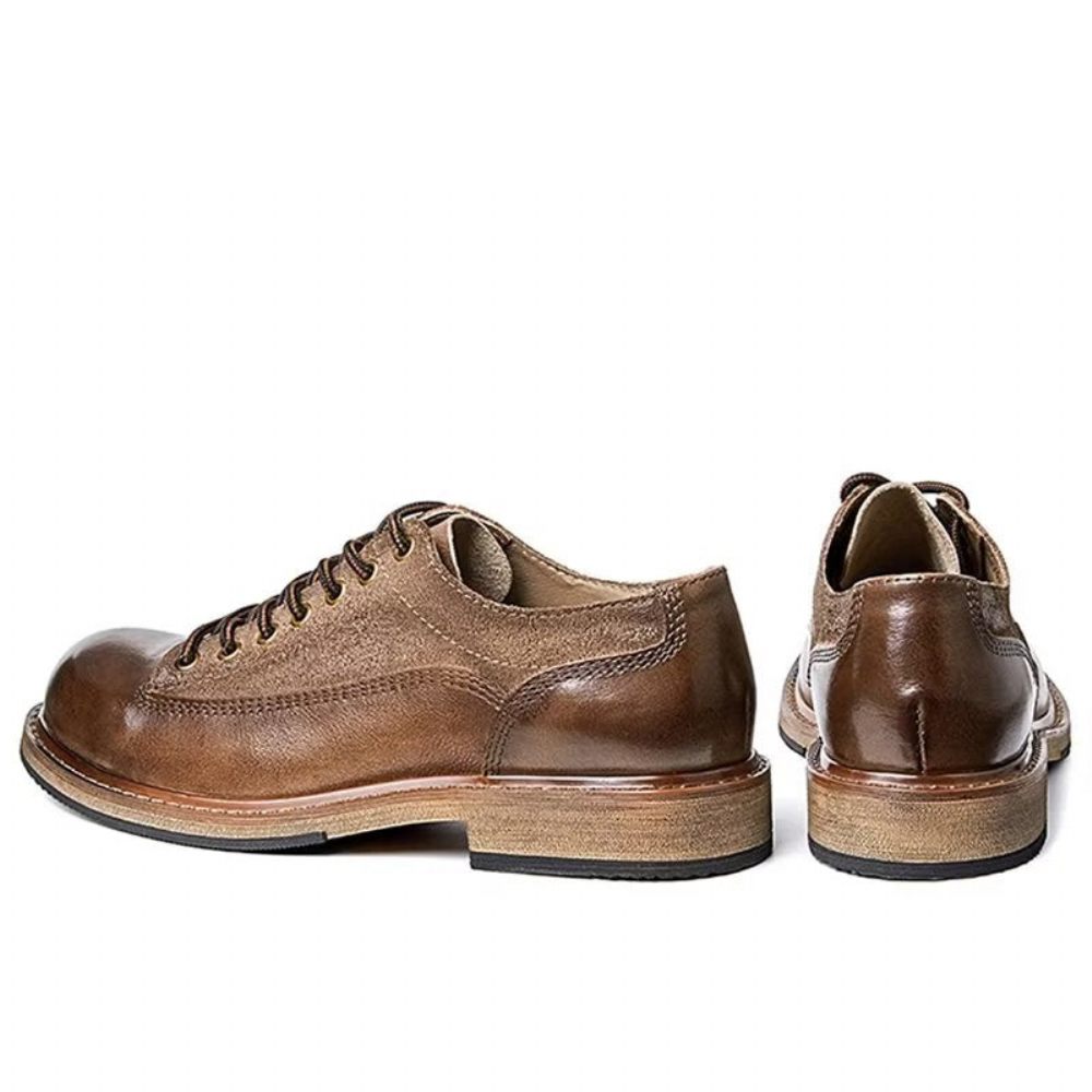 Chaussures Formelles Pour Hommes Habillées À Lacets Relief Opulentes Bout Rond - Café