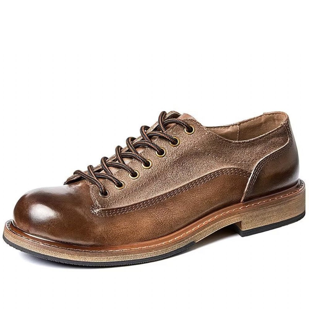 Chaussures Formelles Pour Hommes Habillées À Lacets Relief Opulentes Bout Rond - Café