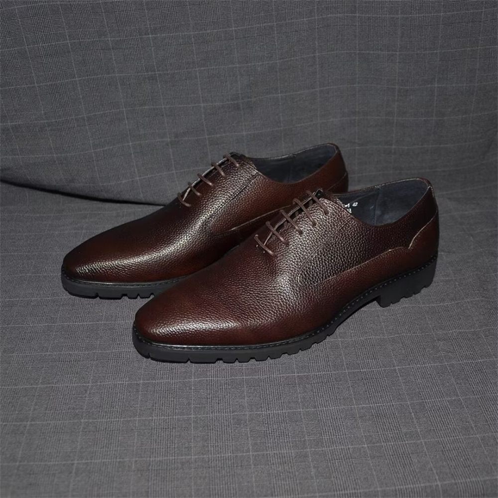 Chaussures Formelles Pour Hommes Habillées À Lacets Style Exotique - Café