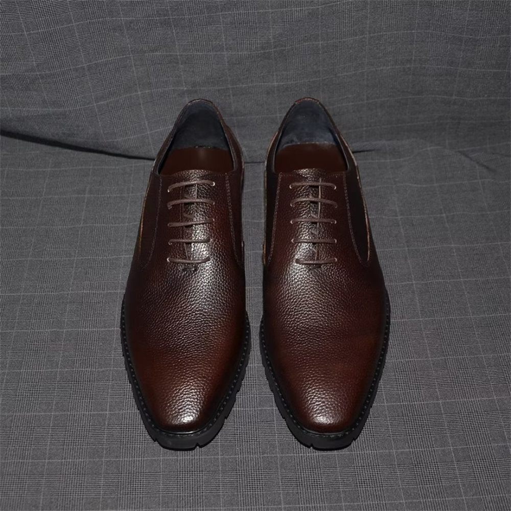 Chaussures Formelles Pour Hommes Habillées À Lacets Style Exotique - Café