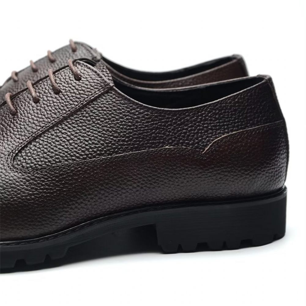 Chaussures Formelles Pour Hommes Habillées À Lacets Style Exotique - Café