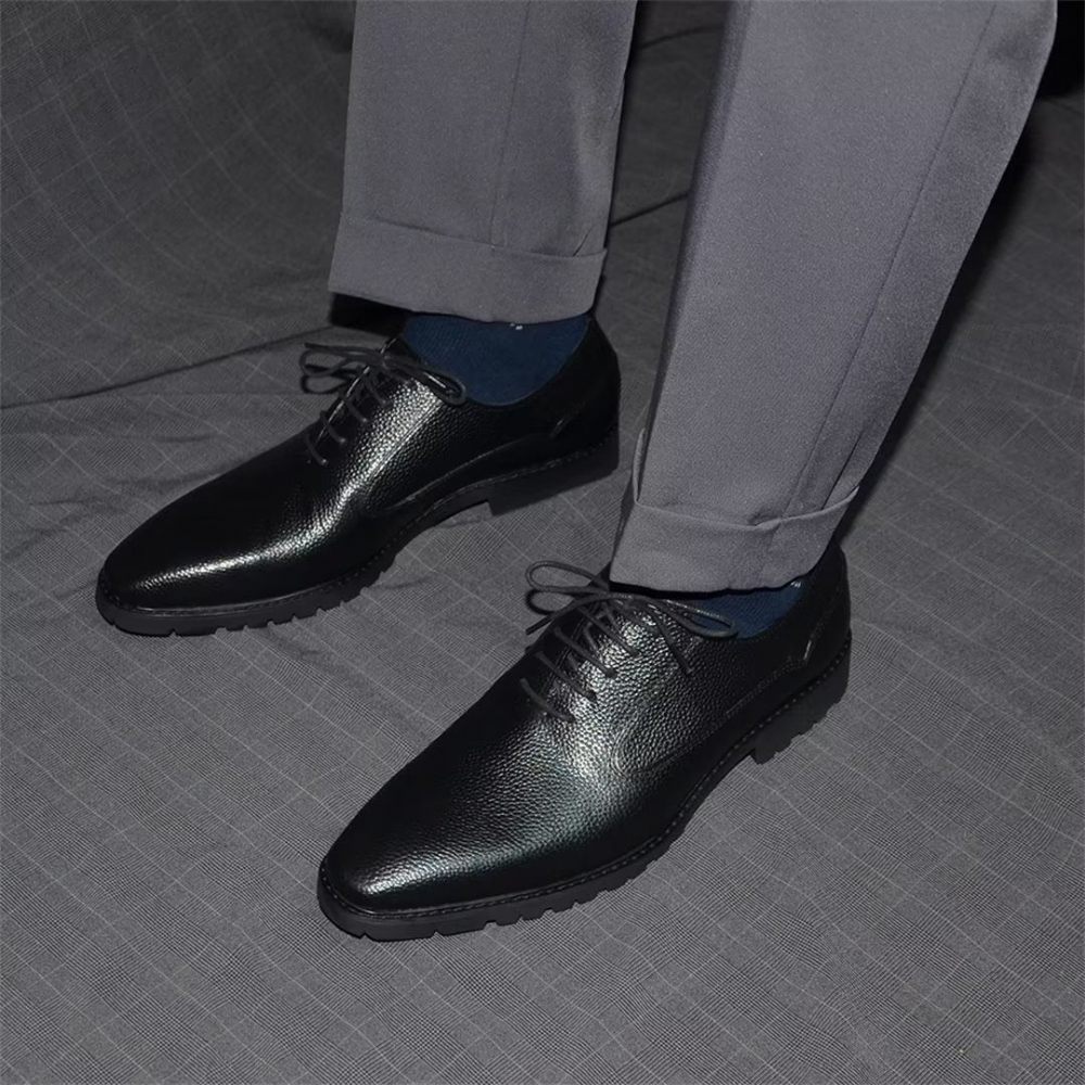 Chaussures Formelles Pour Hommes Habillées À Lacets Style Exotique - Café