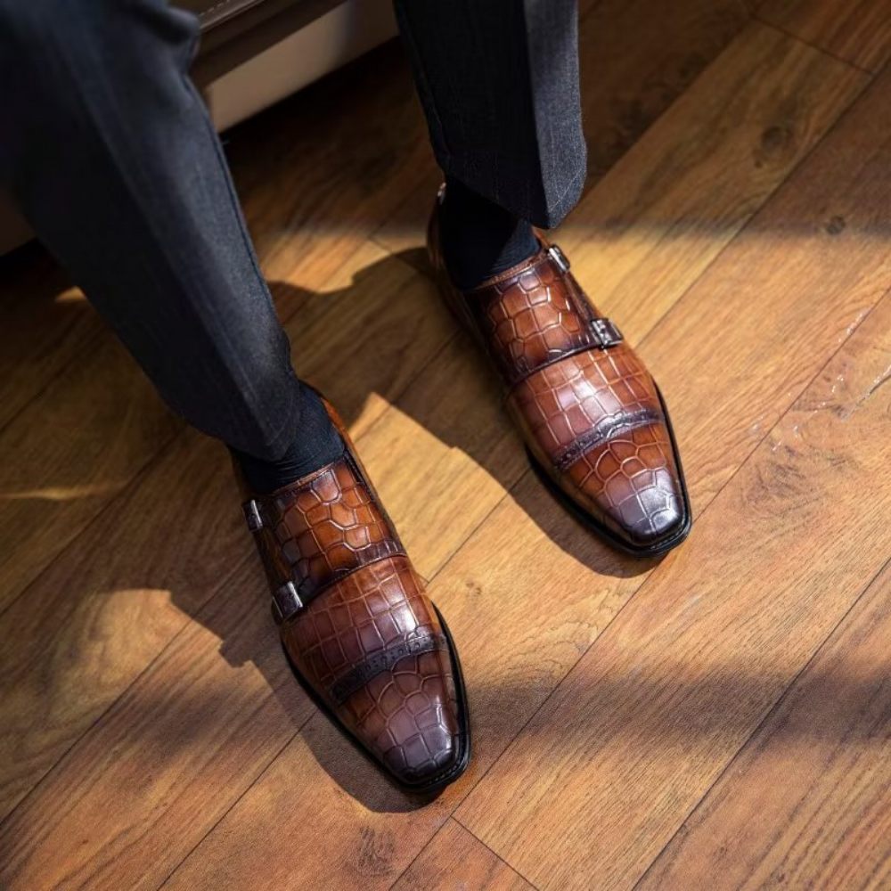 Chaussures Formelles Pour Hommes Habillées À Lanières Moine - Café