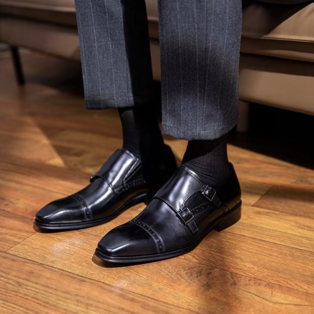 Chaussures Formelles Pour Hommes Habillées À Lanières Moine - Noir