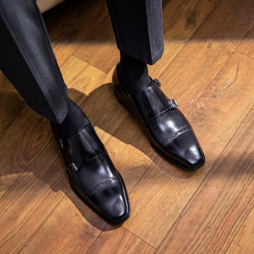 Chaussures Formelles Pour Hommes Habillées À Lanières Moine - Noir