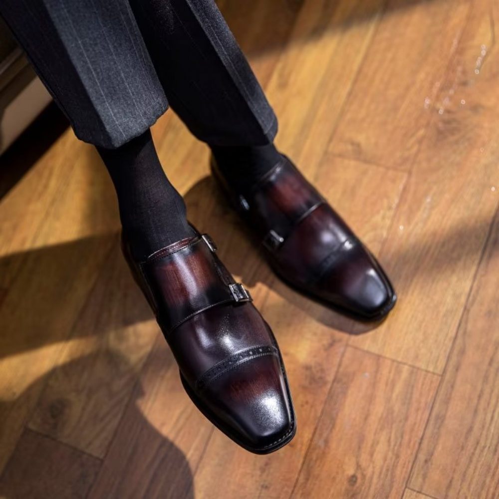 Chaussures Formelles Pour Hommes Habillées À Lanières Moine - Café