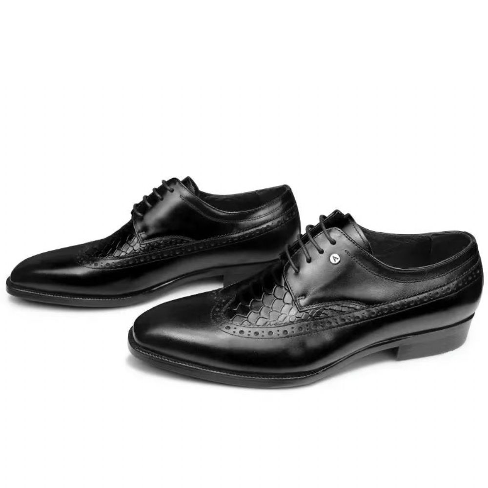 Chaussures Formelles Pour Hommes Habillées Luxe Croccarve À Bout Pointu - Noir