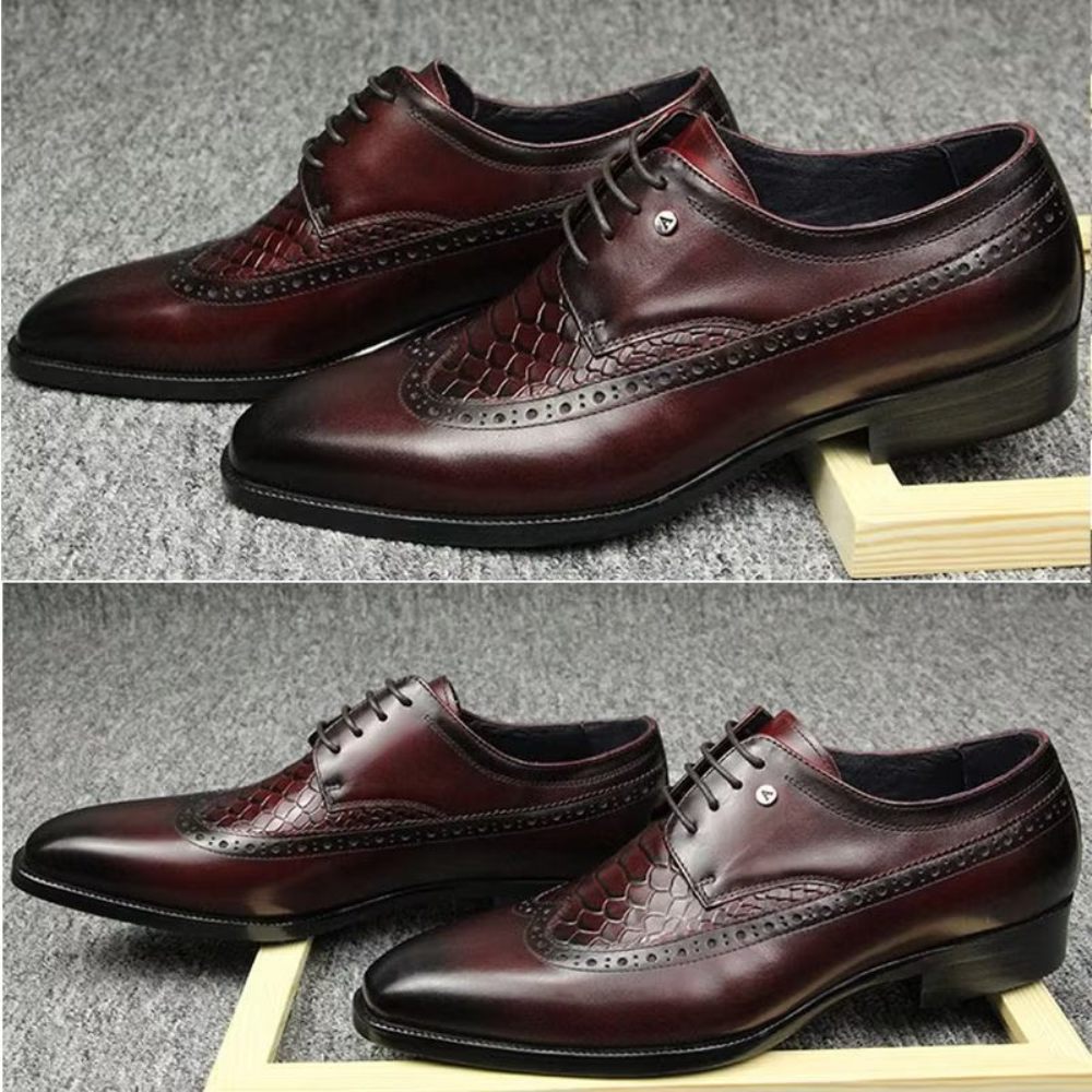 Chaussures Formelles Pour Hommes Habillées Luxe Croccarve À Bout Pointu - Rouge